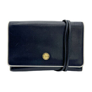 Celine Shoulder Bag Navy Blue Leather